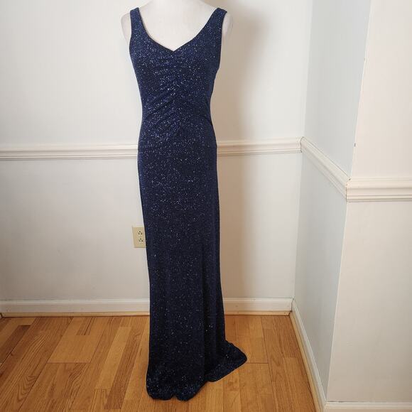 VTG Y2K 90s City Triangles Dress Sz Medium Glitter Blue Maxi Formal Fairy Sparkl - Picture 1 of 11
